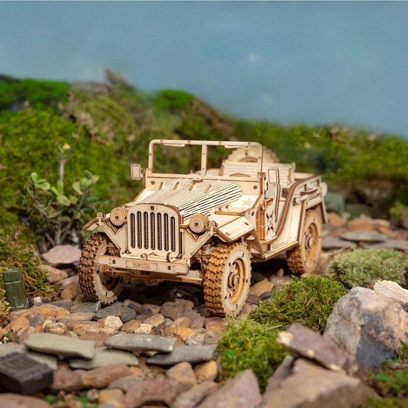 3D Wooden Puzzle Model army jeep