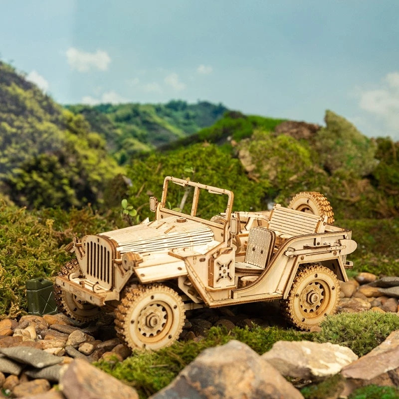 3D Wooden Puzzle Model army jeep