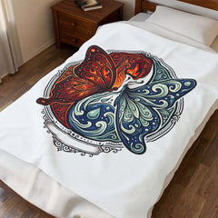 Yin Yang Fire & Water Butterfly Velveteen Plush Blanket